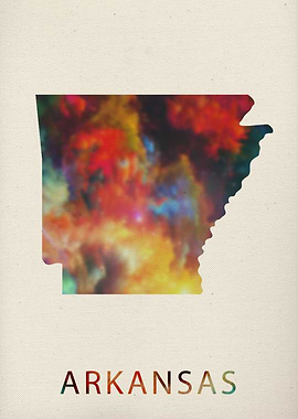 Arkansas Watercolor Map
