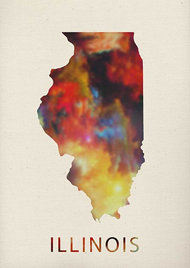 Illinois Watercolor Map
