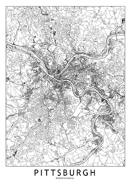 Pittsburgh White Map