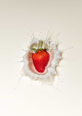 Strawberry splash in milk