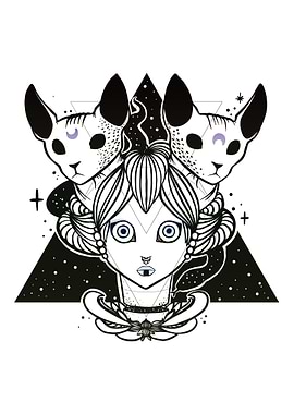 Space Witch And Sphynx Cat