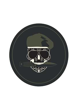 Military skull with a knif