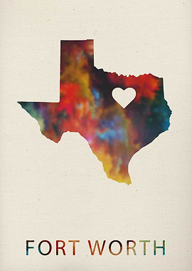 Fort Worth Watercolor Map