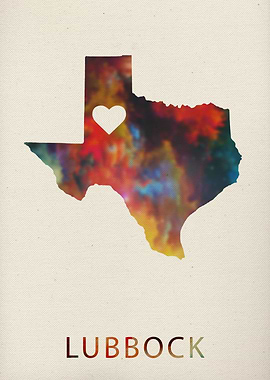 Lubbock Watercolor Map
