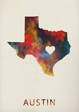 Austin Watercolor Map