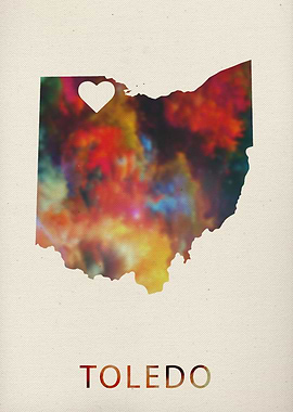 Toledo Watercolor Map