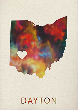 Dayton Watercolor Map