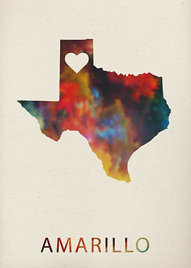 Amarillo Watercolor Map