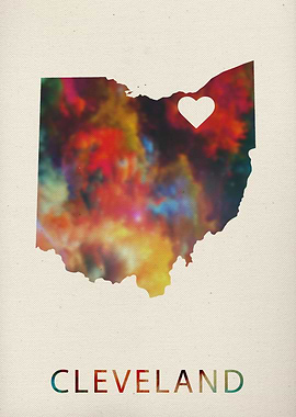 Cleveland Watercolor Map