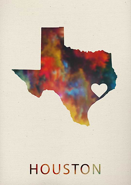 Houston Watercolor Map