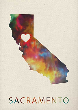 Sacramento Watercolor Map