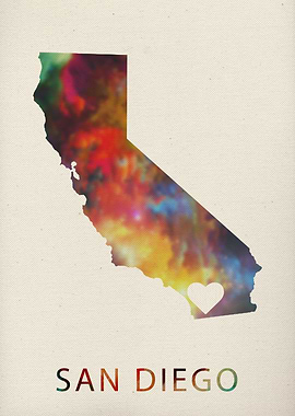 San Diego Watercolor Map