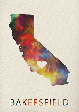 Bakersfield Watercolor Map