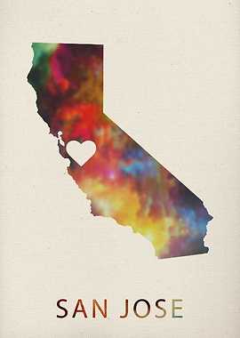 San Jose Watercolor Map