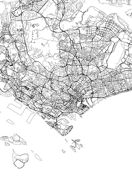 Singapore White Map