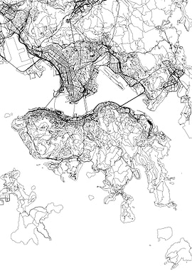 Hong Kong White Map