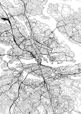 Stockholm White Map
