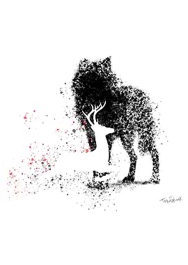 Animals Wolf and Deer