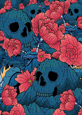 Flower and skulls
