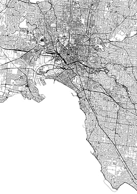Melbourne White Map