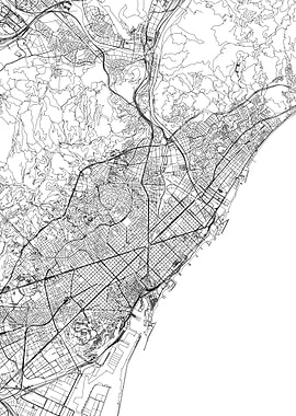 Barcelona White Map