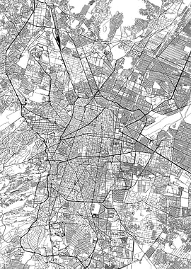 Mexico City White Map