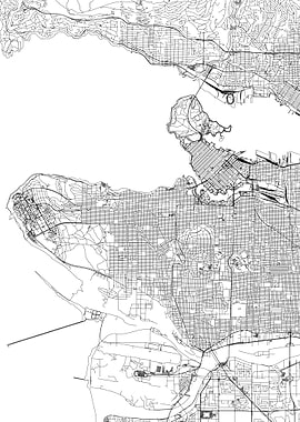Vancouver White Map
