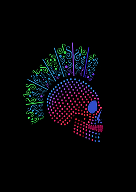 Punk skull icon neon color