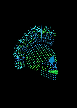 Punk skull icon neon color