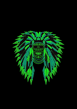 Indian skull neon green