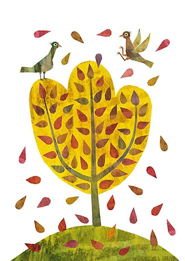 Birds Playing With Leaves