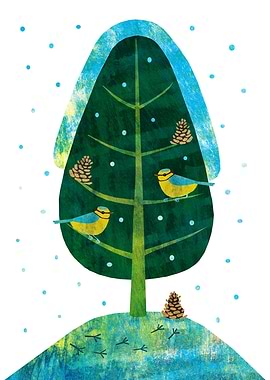 Blue Tits on Winter Tree