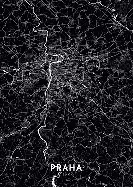Prague map black