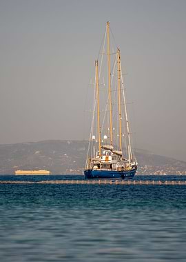 Yacht in the bay of Athens