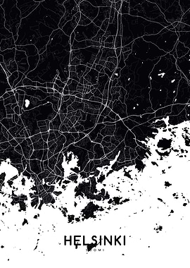 Helsinki map black