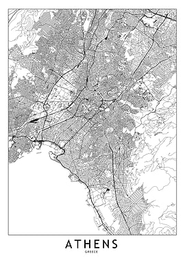 Athens White Map