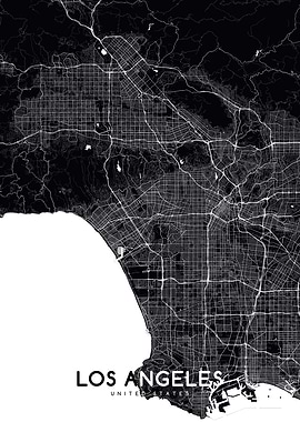Los Angeles map black