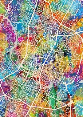 Austin Map Watercolor