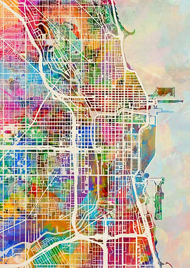 Chicago Map Watercolor