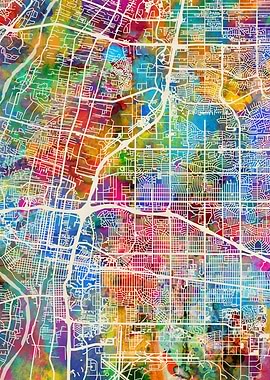 Albuquerque Map Watercolor