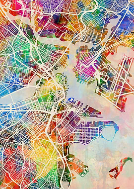 Boston Map Watercolor