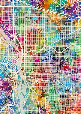 Portland Map Watercolor