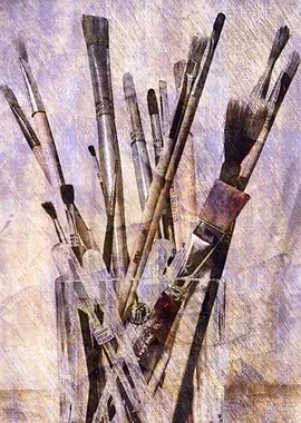 A Vase of Paintbrushes