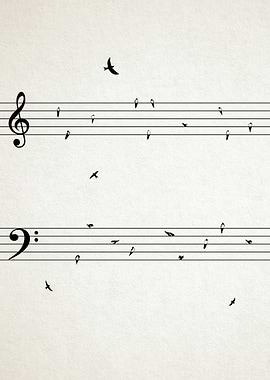 Sheet Music With Birds