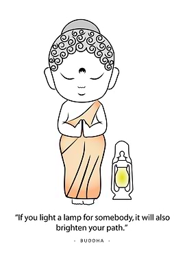 Cute Buddha with a lamp