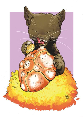 Cat Eating Bread of Dead