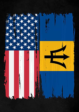 USA Barbados Split Flag