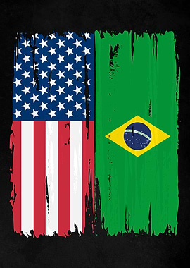 USA Brazil Split Flag