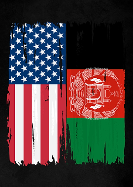 USA Afghanistan Split Flag