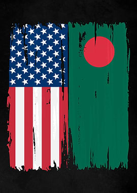 USA Bangladesh Split Flag